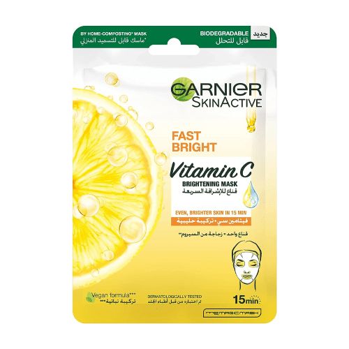 Garnier SkinActive Fast Bright Instant Bright Tissue Mask with Vitamin C and Milky Essence - 28gm